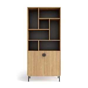 Étagère de rangement en mélamine chêne doré‑graphite 180×80…