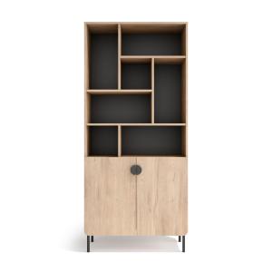 Étagère de rangement en mélamine chêne‑graphite 180×80×32 c…