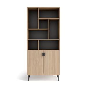 Étagère de rangement en mélamine noyer clair‑graphite 180×8…