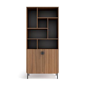 Étagère de rangement en mélamine noyer‑graphite 180×80×32 c…
