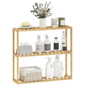 Étagère de rangement réglable en bambou effet bois naturel…
