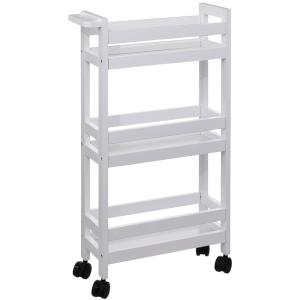 Étagère de rangement sur roulettes 3 étages bois blanc 15x3…
