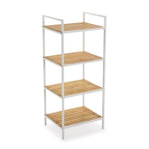 Etagère de salle de bain 4 étagères en bambou blanc