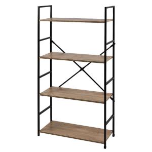 Etagère droite large 4 niveaux en métal et mdf beige