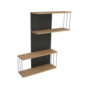 Etagère effet bois anthracite et beige 65x19 cm