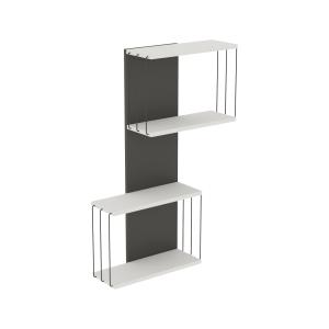 Etagère effet bois blanc et anthracite 65x19 cm