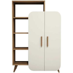 Etagère en aggloméré avec portes fermées  noyer et crème…