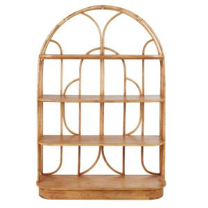 Etagère en bois de manguier et rotin L128