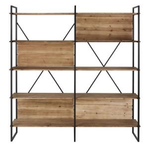 Etagère en bois de sapin et métal noir L176