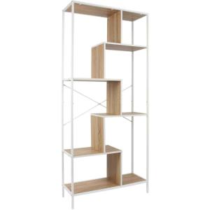 Etagère en bois et métal blanc edison 80 x 30 x 180 cm