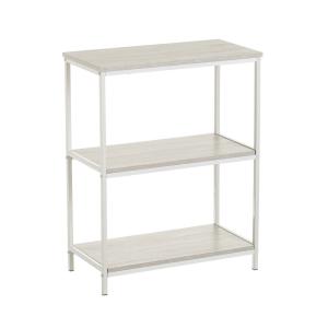 Étagère en bois MDF et métal blanc 3 plateaux 60x30x76cm