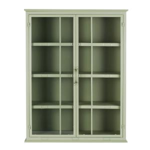 Etagère en fer vert sauge 2 portes en verre