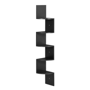 Étagère en forme zigzag effet bois noir