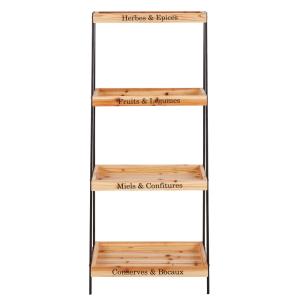 Étagère en métal noir et sapin