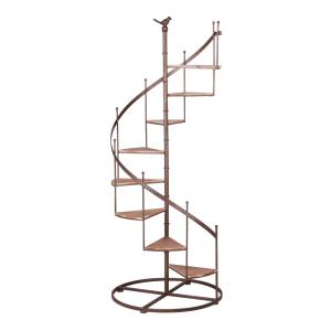 Étagère escalier en sapin et métal effet rouille