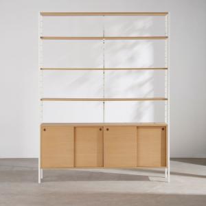 Etagère industrielle 4 portes coulissantes et acier L153