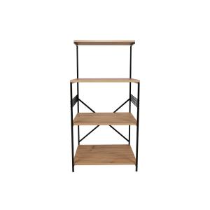 Etagère métal et effet bois pour cuisine marron et noir