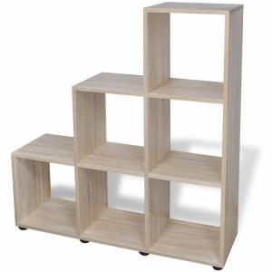 Étagère meuble 6 compartiments beige 104 x 29 x 107 cm