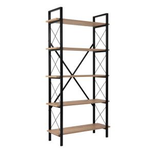 Etagère moderne 5 espaces de rangement bois et métal 180cm