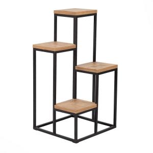 Etagère multiniveaux décor bois pin et noir H65 cm