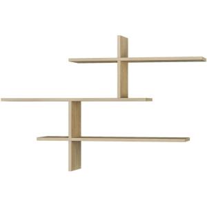 Etagère murale asymétrique 3 niveaux effet Chêne 123 cm