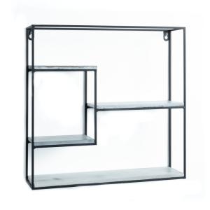 Étagère murale carrée métal noir L40 P10 H40