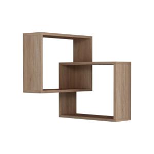 Etagère murale d'angle carrée effet bois marron