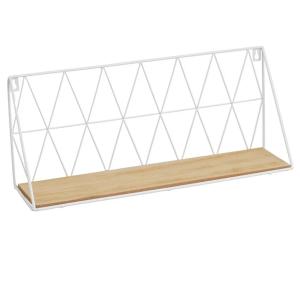 Étagère murale en métal blanc et bois tablette 48x12x20cm