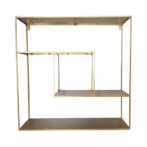 Etagère murale en métal doré