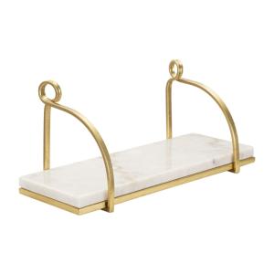 Étagère murale en métal et marbre doré 40x16x18 cm