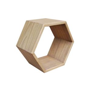 Étagère murale hexagonale en bois beige 40x40 cm