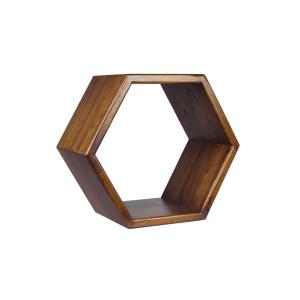 Étagère murale hexagonale en bois marron L 40 cm