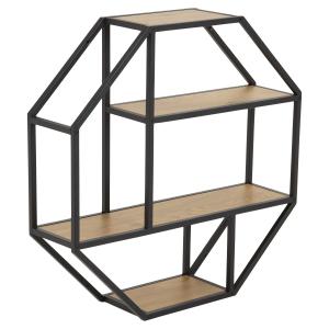 Etagère murale hexagonale en mdf et métal beige