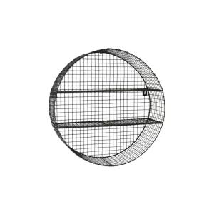 Étagère murale ronde en métal grillagé anthracite