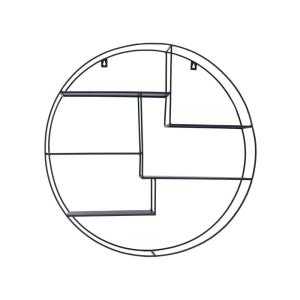 Étagère murale ronde en métal noir D80