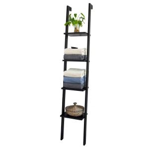 Étagère murale style échelle à 4 niveaux effet bois noir