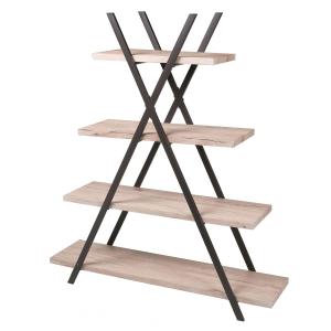 Étagère originale en bois MDF et métal noir pyramide