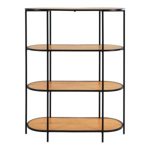 Étagère ovale 4 étagères, décor chêne et métal 85x111 cm…