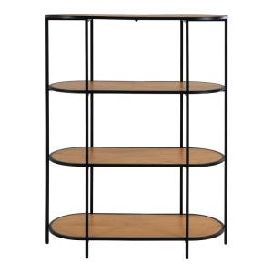 Etagère ovale avec 4 tablettes et contour en métal marron