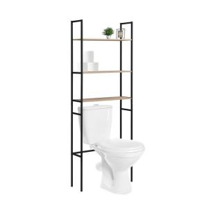Étagère pont WC bois et métal noir 180x66cm