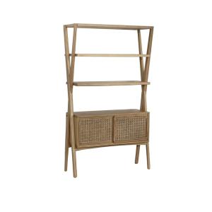 Etagère portes coulissantes en chêne et cannage teinte clai…