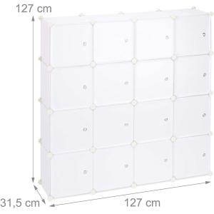 Étagère rangement 16 casiers blanche 127 x 31.5 x 127 cm