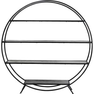Etagère ronde noire en acier et acacia massif noir