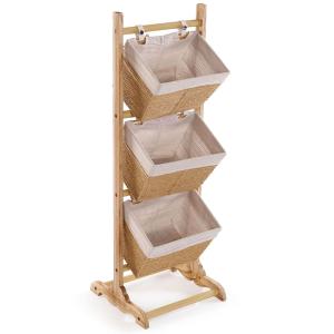 Étagère salle de bain 3 paniers 35x35x102cm