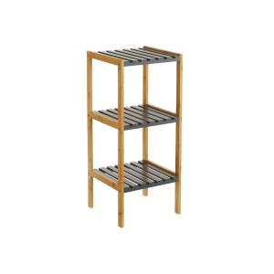 Étagère salle de bain bambou gris 3 étages 34x33x80cm