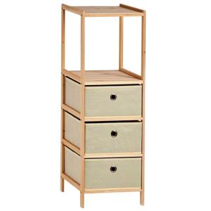Étagère salle de bain bois et 3 tiroirs en toile verte 32x2…