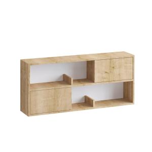 Etagère suspendue 2 portes 2 niches L120 cm - Effet Bois cl…