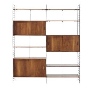 Étagère vintage 6 portes en métal noir et acacia massif L17…