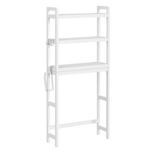 Étagère wc 3 niveaux avec étagère réglable blanc