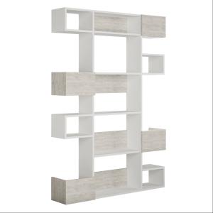 Étagères bibliothèque l120cm blanc et bois blanc